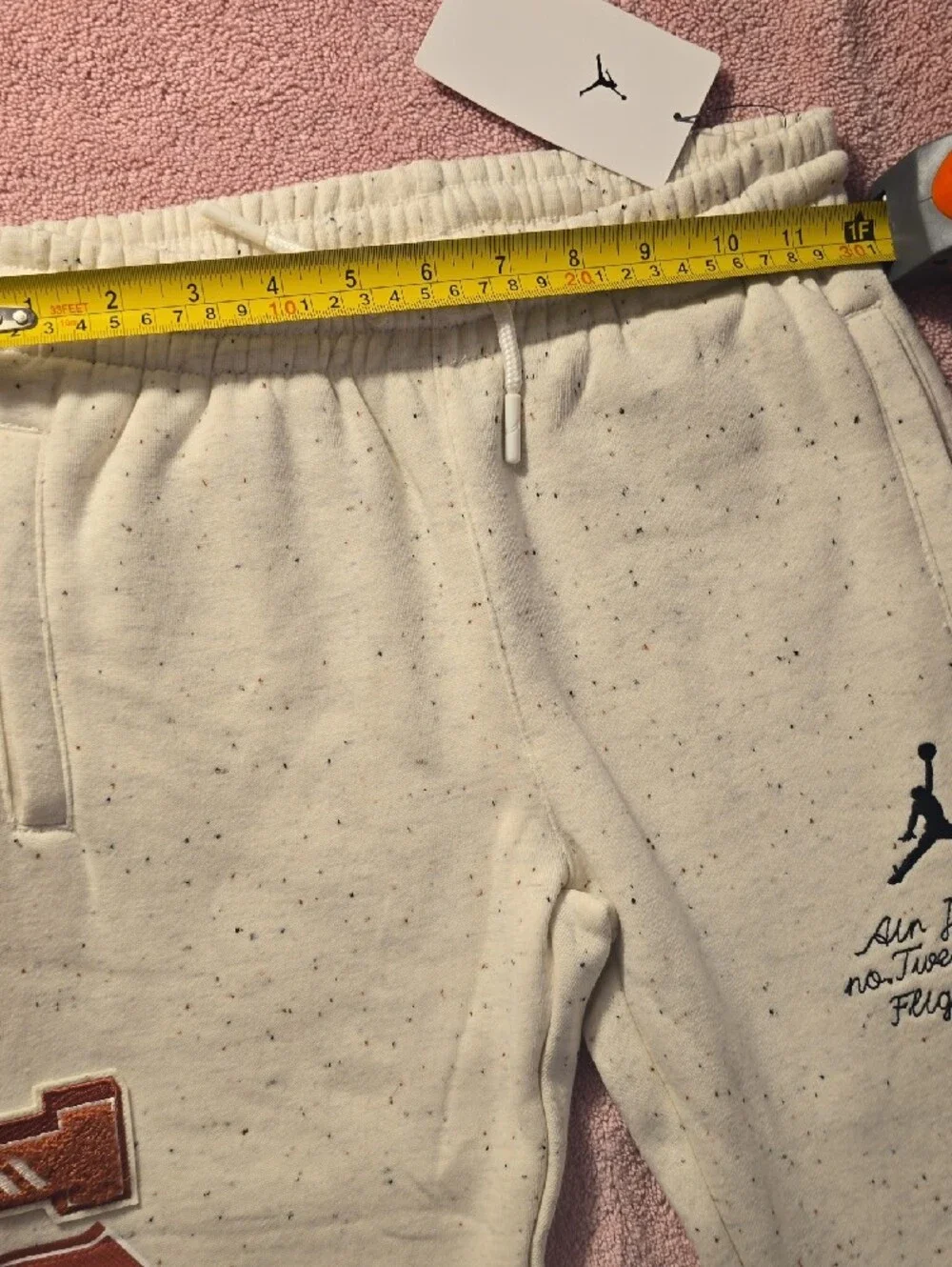 Jordan Kids Cream Speckled Joggers with Red Stripe Unisex